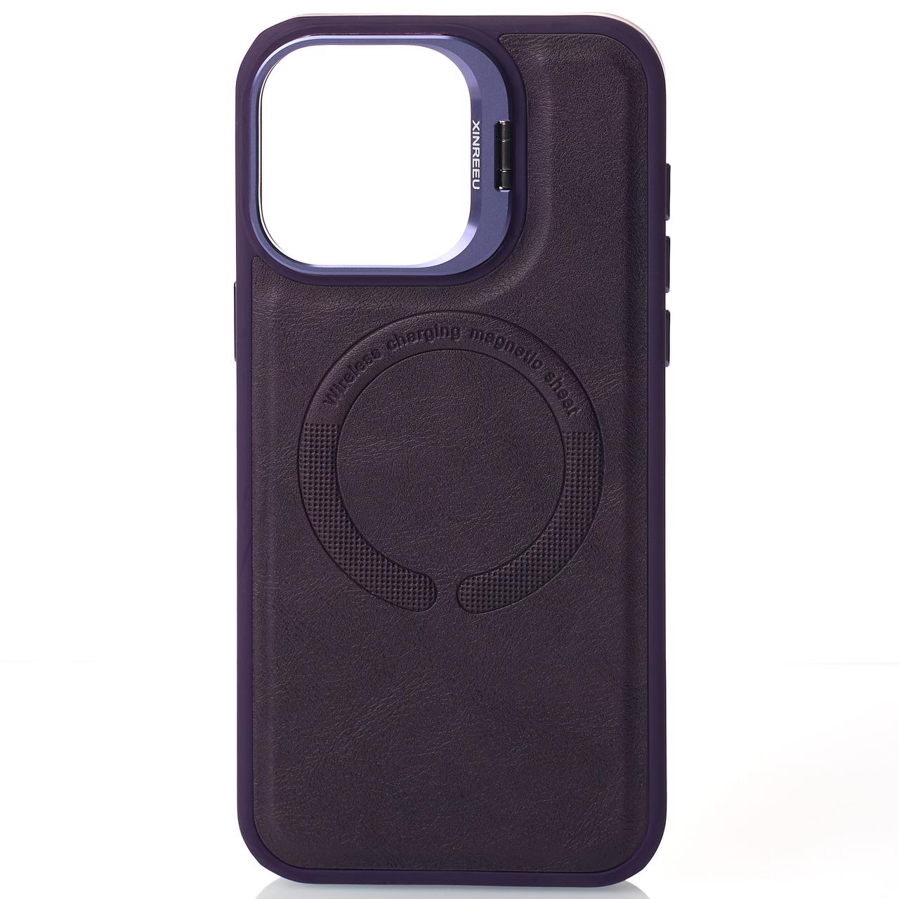 Чохол MagSafe LEATHER CAMERA CASE для iPhone 14 Pro Max темно-фіолетовий, фото 1