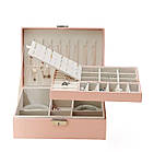 Велика Зручна скринька для біжутерії та прикрас, Скринька органайзер 23x17x8.8cm. Рожева