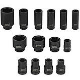 Набір ударних торцевих головок 1/2″ короткі+довгі (10-32 мм) CR-MO на холдері 14 од. Vorfal V08129_2, фото 2