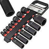 Набір ударних торцевих головок 1/2″ короткі+довгі (10-32 мм) CR-MO на холдері 14 од. Vorfal V08129_2, фото 3