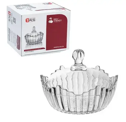 Цукорниця з кришкою скляна Helios "Омега" 175 мм (5555)