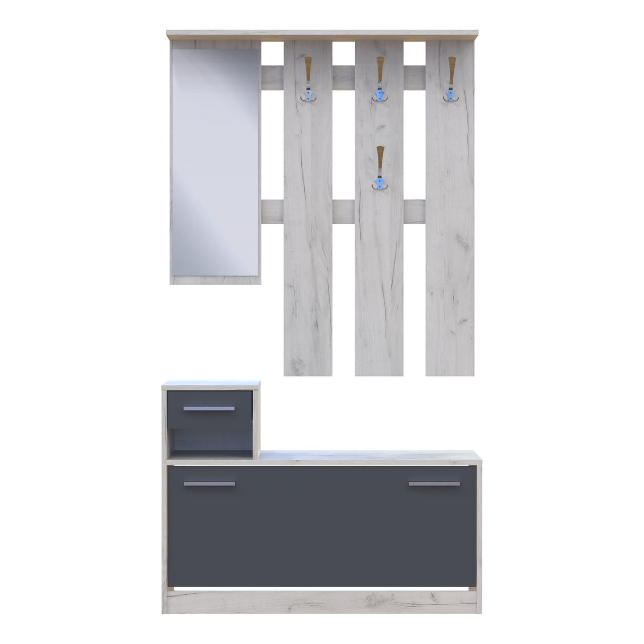 Передпокій Doros Alice Дуб крафт білий/Графіт дзеркало 100х25х182.9 см (44900291), фото 1