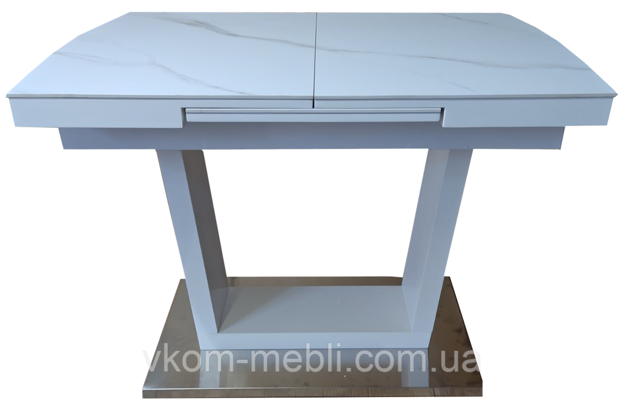 Стіл обідній розкладний кераміка з МДФ білий DAOSUN DT 8073 small, фото 1