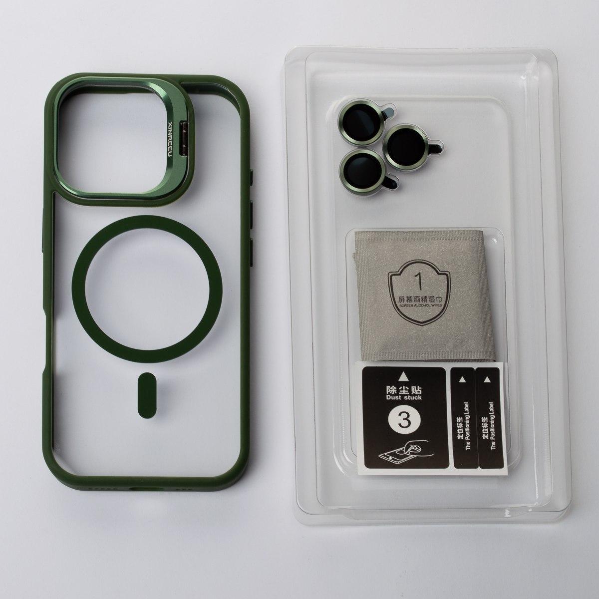 Силіконовий чохол MagSafe CAMERA GLASS PROTECTION для iPhone 16 Pro Max темно-зелений