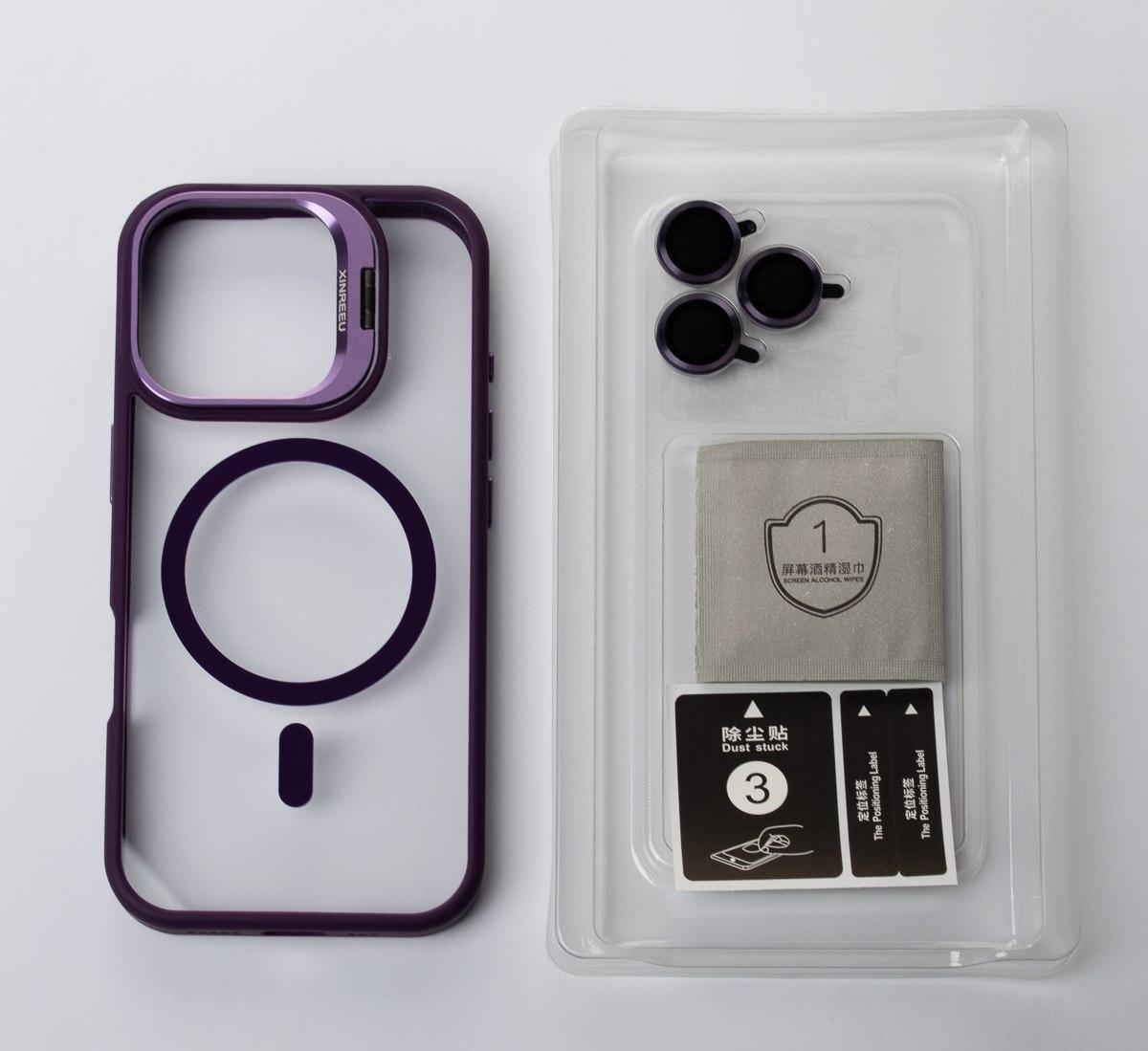 Силіконовий чохол MagSafe CAMERA GLASS PROTECTION для iPhone 16 Pro Max темно-фіолетовий