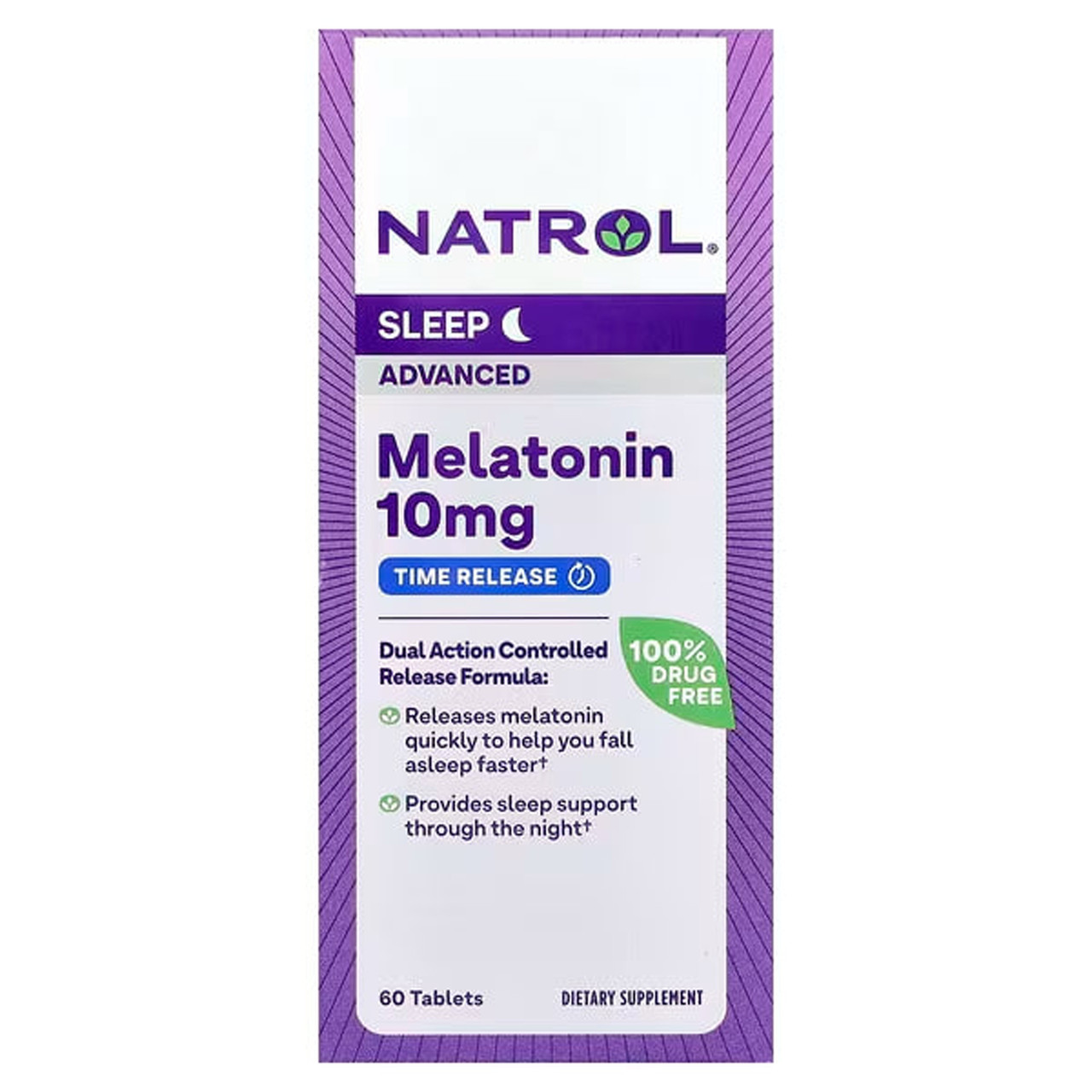 Мелатонин, Melatonin, Natrol, медленное высвобождение, 10 мг, 60 ...