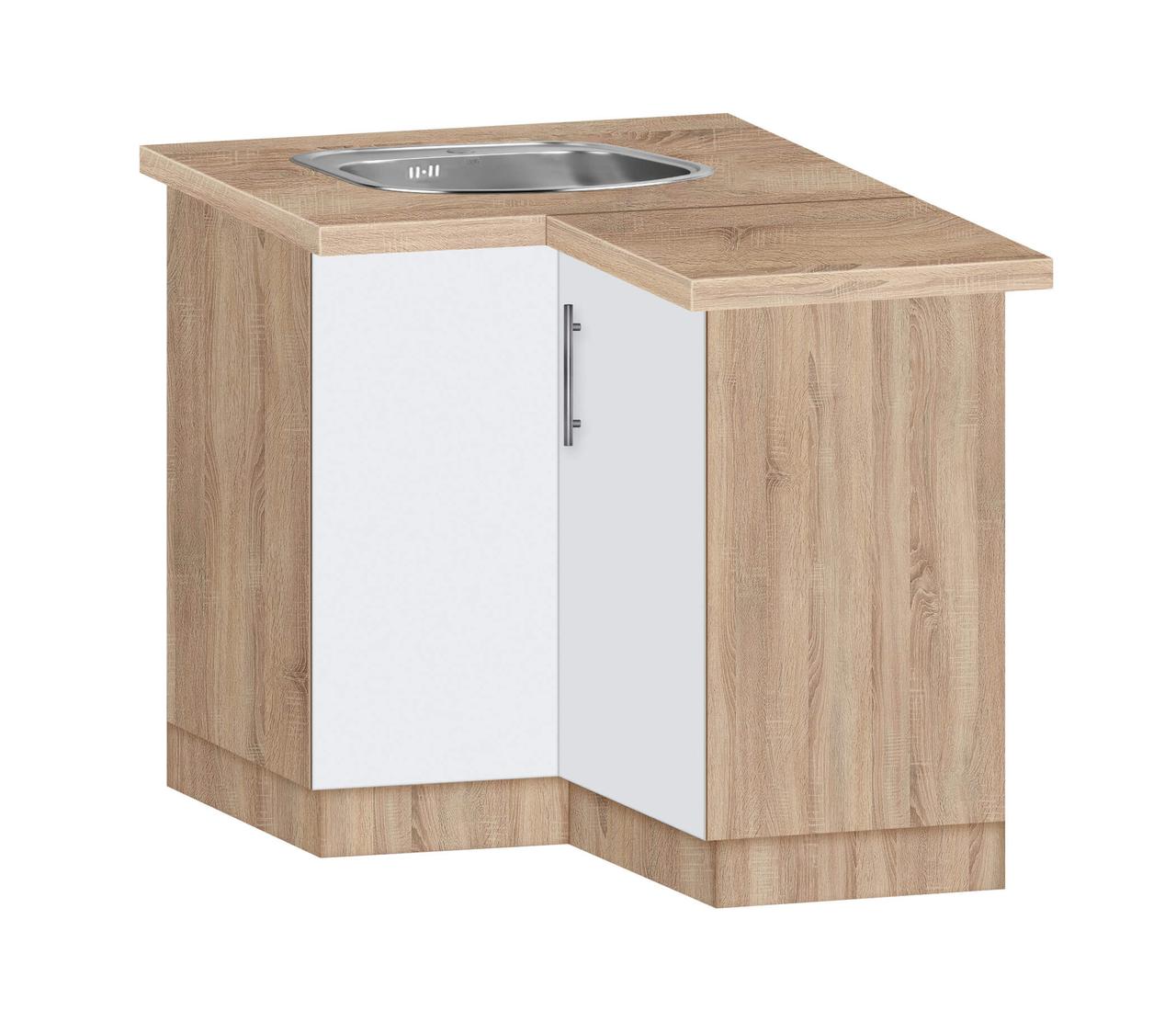 Тумба кутова кухонна №2 з врізним миттям МАКСИ МЕБЕЛЬ Дуб сонома/Білий гладкий (5103425), фото 1