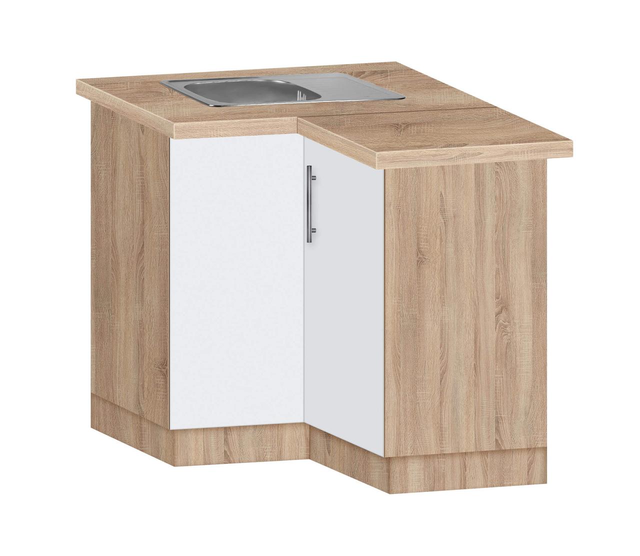 Тумба кутова кухонна №2 з врізним миттям МАКСИ МЕБЕЛЬ Дуб сонома/Білий гладкий (5103428), фото 1
