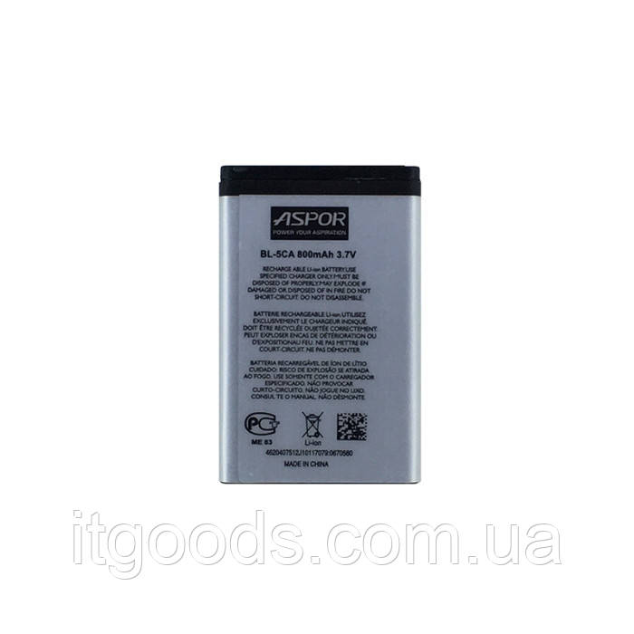 Акумулятор (АКБ / батарея) Aspor BL-5CA 800mAh 3.7V для Nokia 100 101 105 109 111 113 1112 1200 1110 1208