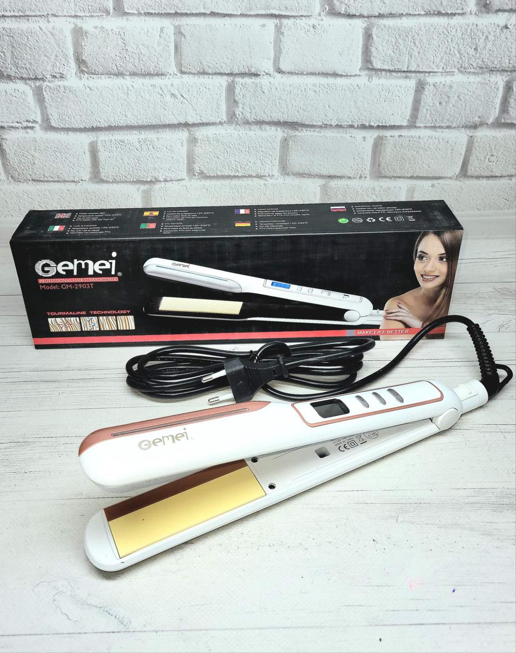 Праска плойка для випрямлення волосся GEMEI GM-2903T