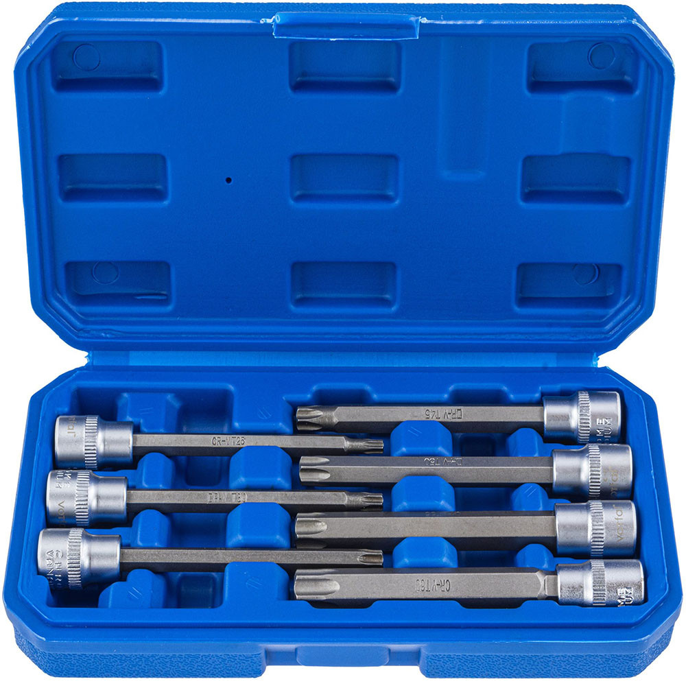 Набір довгих біт впресованих в головку TORX T25-T60 (CrV) 7 од. Vorfal V08404, фото 1