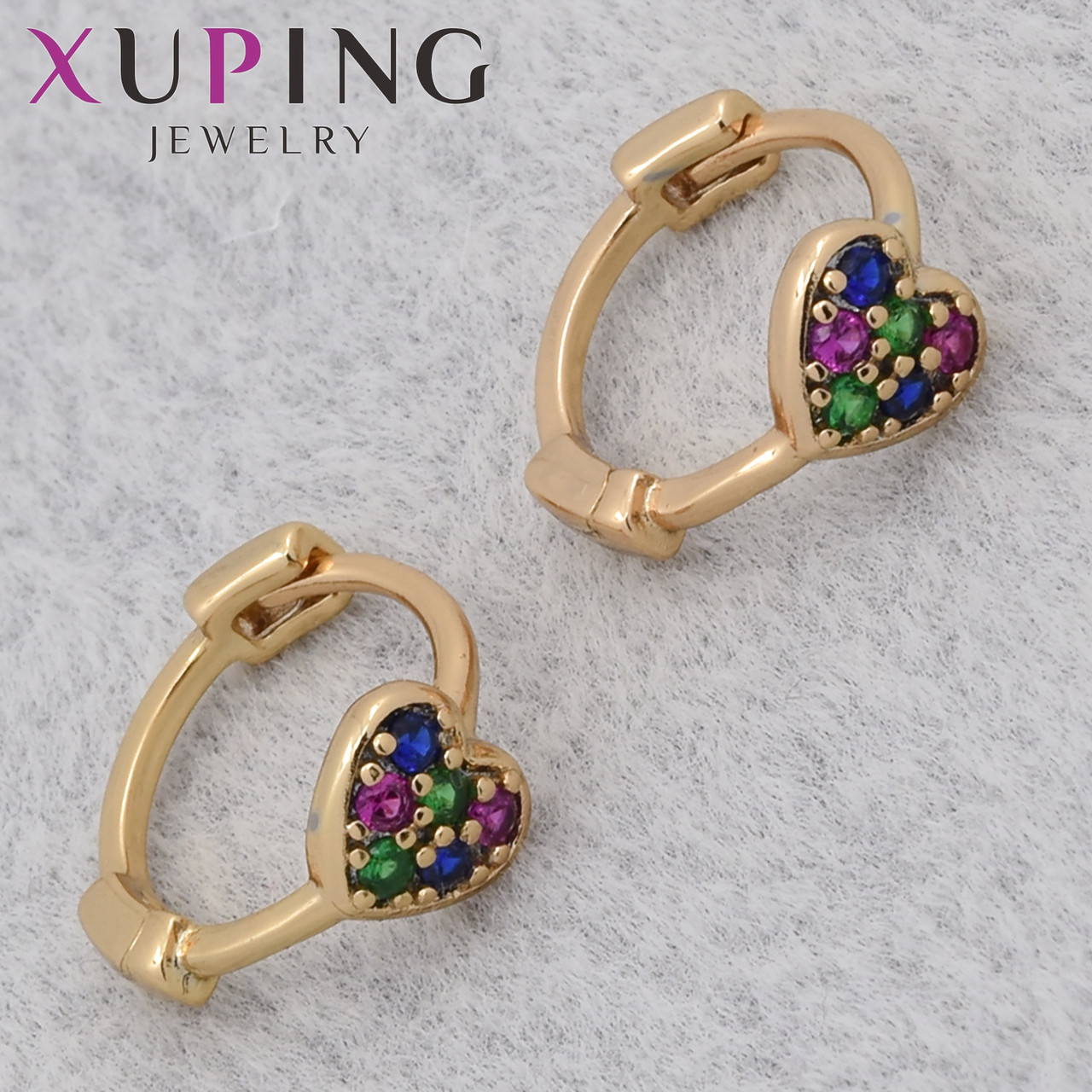 Серёжки женские позолота 18K Xuping Jewelry кольцо конго сердца с разноцветными камнями диаметр колечка 11 мм