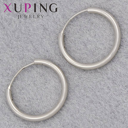 Серьги женские позолота серебристого цвета фирма Xuping Jewelry родий кольцо конго диаметр кольца 20 мм, фото 1