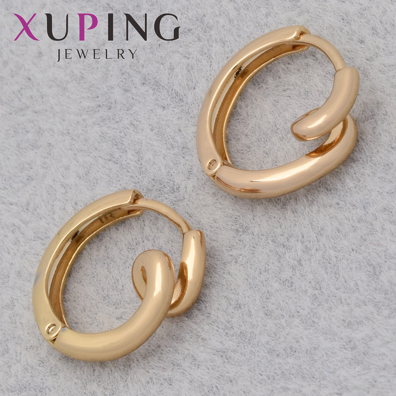 Серёжки женские позолота 18K Xuping Jewelry кольцо конго крученный металл диаметр колечка 15 мм