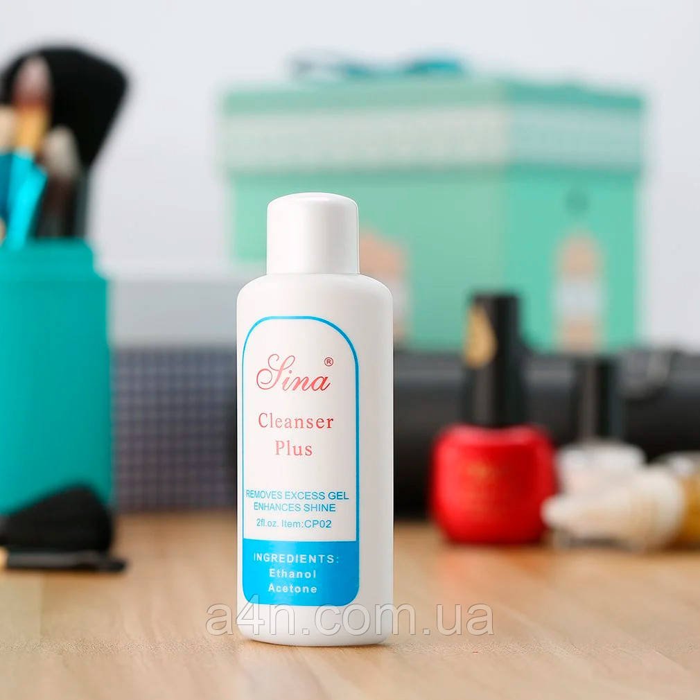 Знежирювач для нігтів, зняття липкості – рідина lina cleanser plus 60 мл