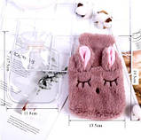 Пухнаста грілка Кролик рожева / Грілка для рук / Грілка водяна / Пухнаста водяна грілка-іграшка для дітей та дорослих, фото 5