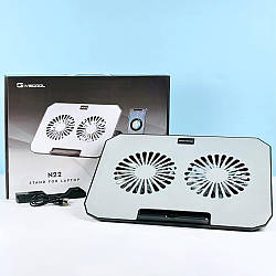 Підставка для ноутбука з охолодженням та місцем під телефон N22 |2USB, до 17"| Чорний 51260