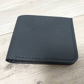 Гаманець чоловічий з перфорацією з екошкіри Чорний (KG-12185)