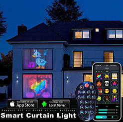 Розумна новорічна смарт-гірлянда штора з керуванням через смартфон та пульт LED RGB 2х2 м APP Bluetooth USB M