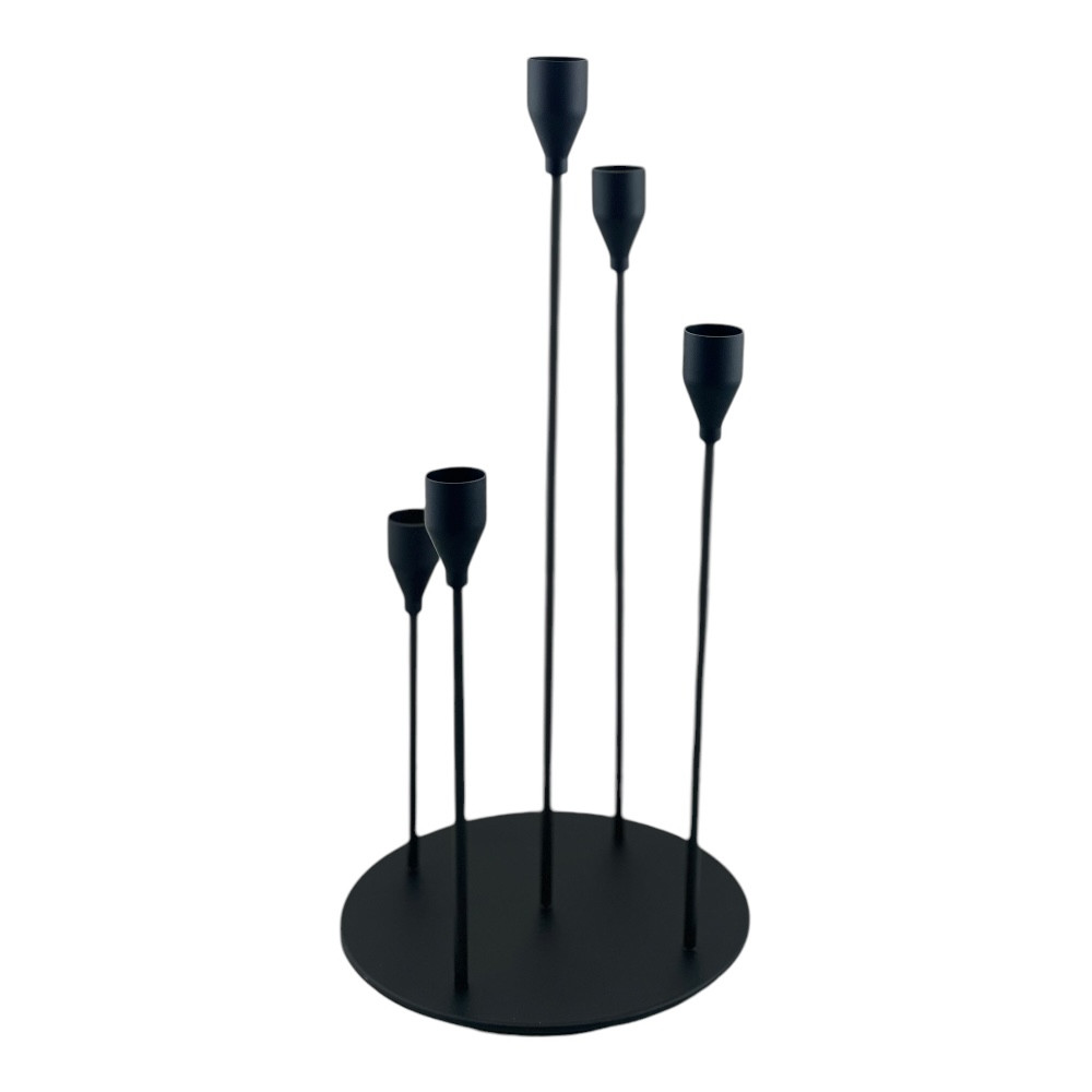 Набір підсвічників металевих 5ел чорний святкові свічники (06-01K), фото 1