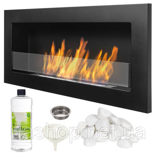 БІОКАМІН чорний ЗІ СКЛОМ 90х40см SLIM + РЕГУЛЮВАННЯ, фото 1