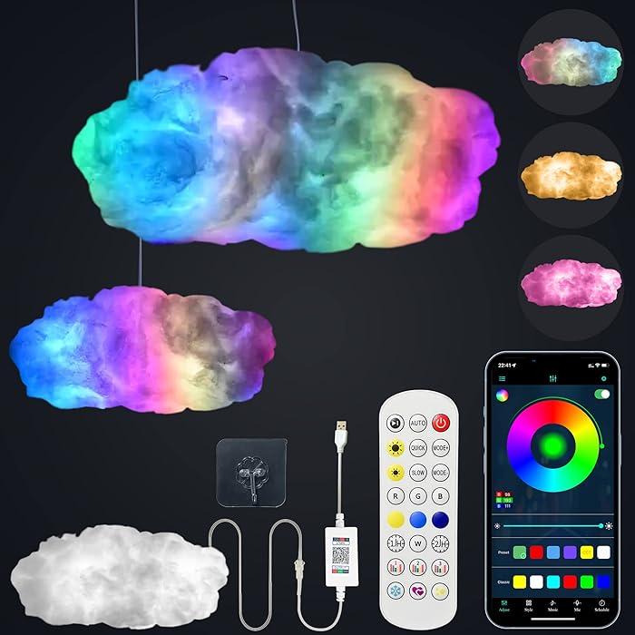 Світлодіодна 3D LED RGB-лампа у формі хмари Bluetooth + Пульт, фото 1