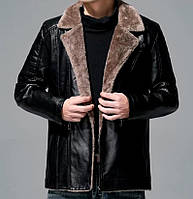 Дубленка косуха мужская зимняя кожаная куртка на меху молодежная Турция 50 размер