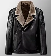 Дубленка косуха мужская зимняя кожаная куртка на меху молодежная Турция 50 размер