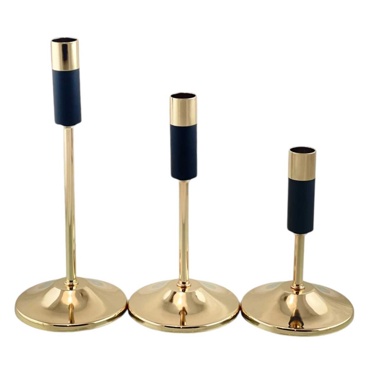 Набір підсвічників металевих 3ел  золото святкові свічники (09-01K), фото 1