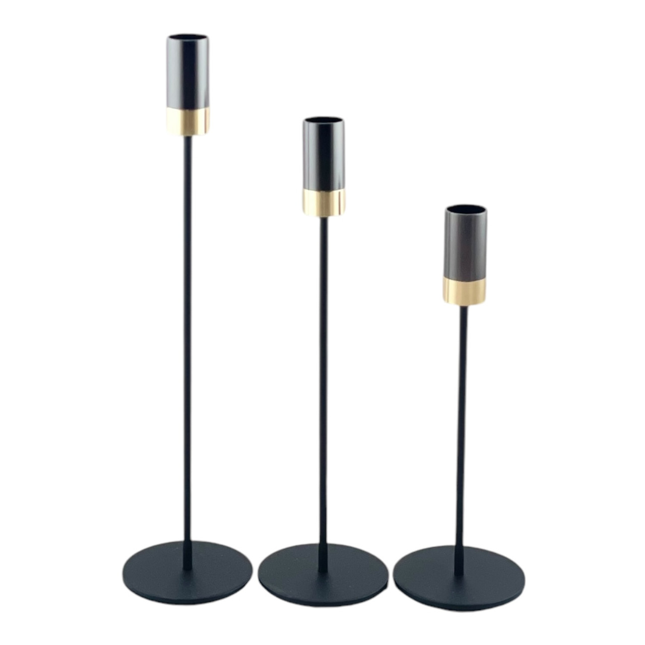 Набір підсвічників металевих 3ел чорний святкові свічники (07-01K), фото 1