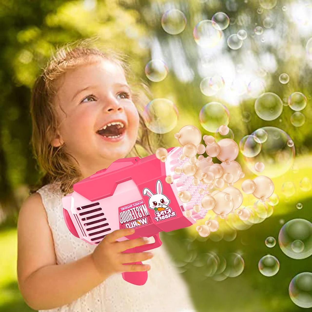 Дитячий бластер пістолет з мильними бульбашками Іграшковий бульбашковий пістолет 73 отвори звук світло 2 розчини, фото 1