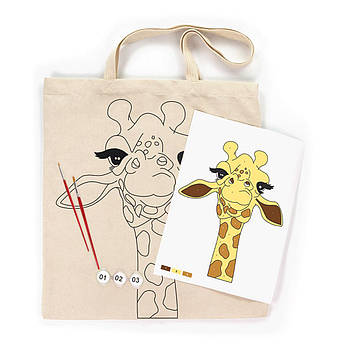Сумка-шопер бавовняна, розмальовка, 38*42 см ручка 60 см Rosa Talent 220 г/кв.м Жираф N0003631