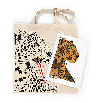 Сумка-шопер бавовняна, розмальовка, 38*42 см ручка 60 см Rosa Talent 220 г/кв. Леопард N0003630
