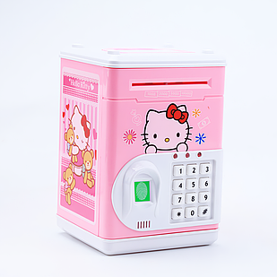 Дитячий сейф-скарбничка з кодовим замком і відбитком пальця для зберігання грошей Hello Kitty