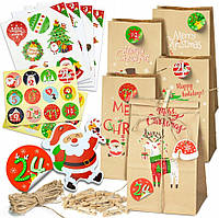 4 шт. Адвент-календар Diy з еко-сумками різдвяним принтом наклейками "зроби сам"