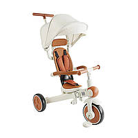 Триколісний велосипед із батьківською ручкою Трансформер 4 в 1 Best Trike Білий з бежевим