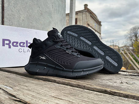Чоловічі зимові кросівки на хутрі Reebok Zig Kinetica gore-tex Black водонепроникні, фото 1