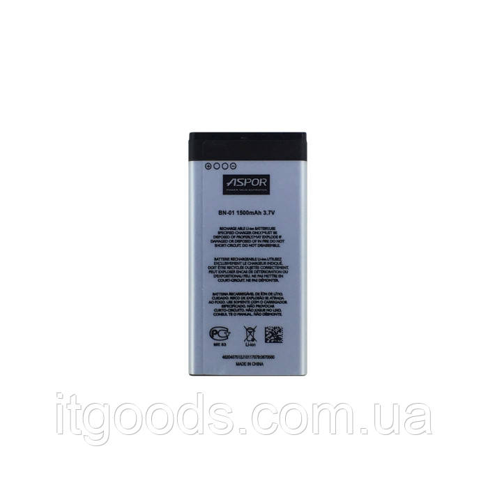 Акумулятор (АКБ / батарея) Aspor BN-01 1500mAh 3.7V для Nokia X | Nokia X+ | RM-980 | RM-1053