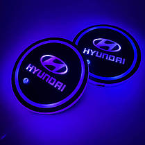 Світлодіодне інтелектуальне підсвічування підсклянника з логотипом HYUNDAI (Хюндай) RGB, фото 2