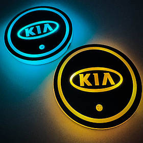 Світлодіодне інтелектуальне підсвічування підсклянника з логотипом KIA (Кіа) RGB