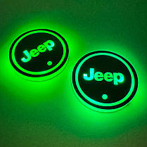 Світлодіодне інтелектуальне підсвічування підсклянника з логотипом JEEP (Джип) RGB, фото 3