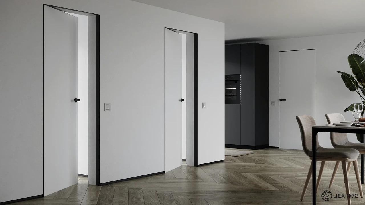 Приховані міжкімнатні двері Модель Twins Цех 72 черные торци