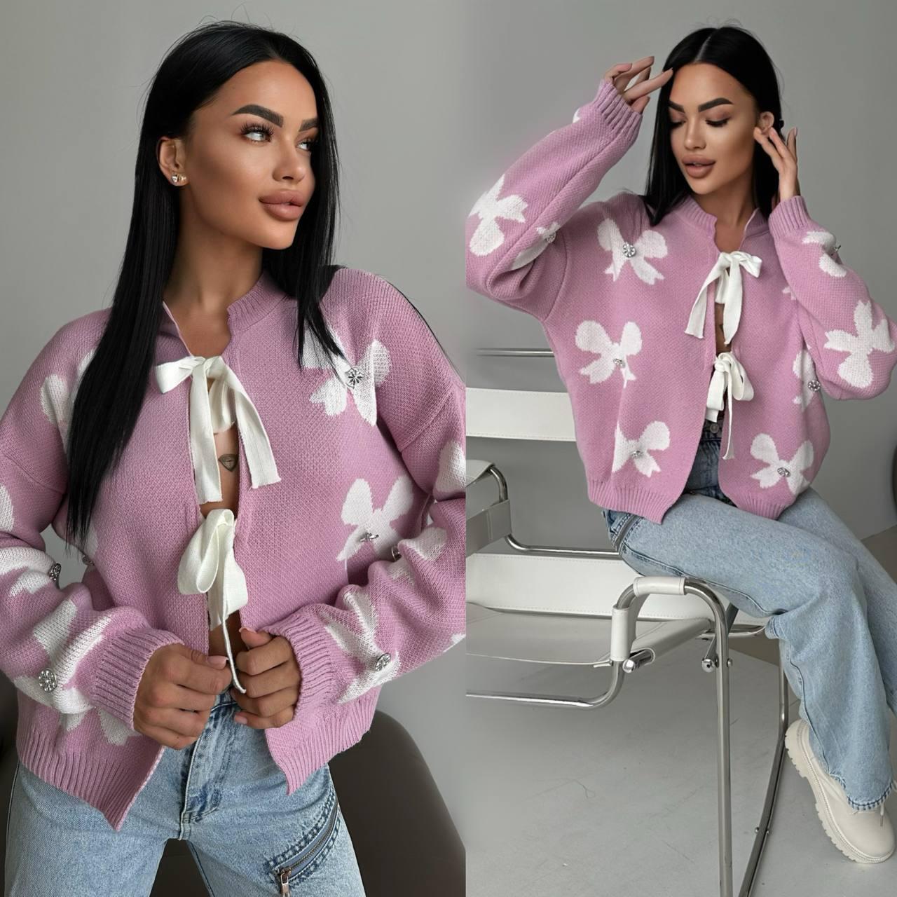 Кардиган в'язаний із бантиками, фото 1