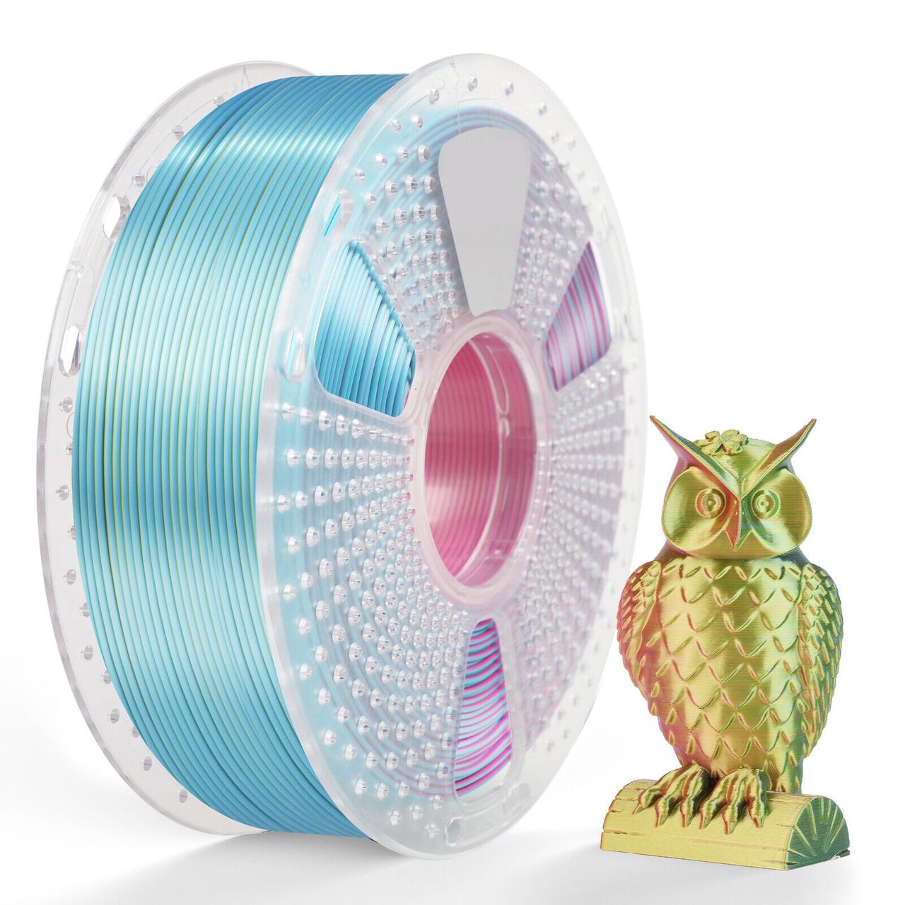 Пластик філамент SUNLU Silk PLA+ Tri-Color Red Yellow Green, Reusable Spool, 1kg