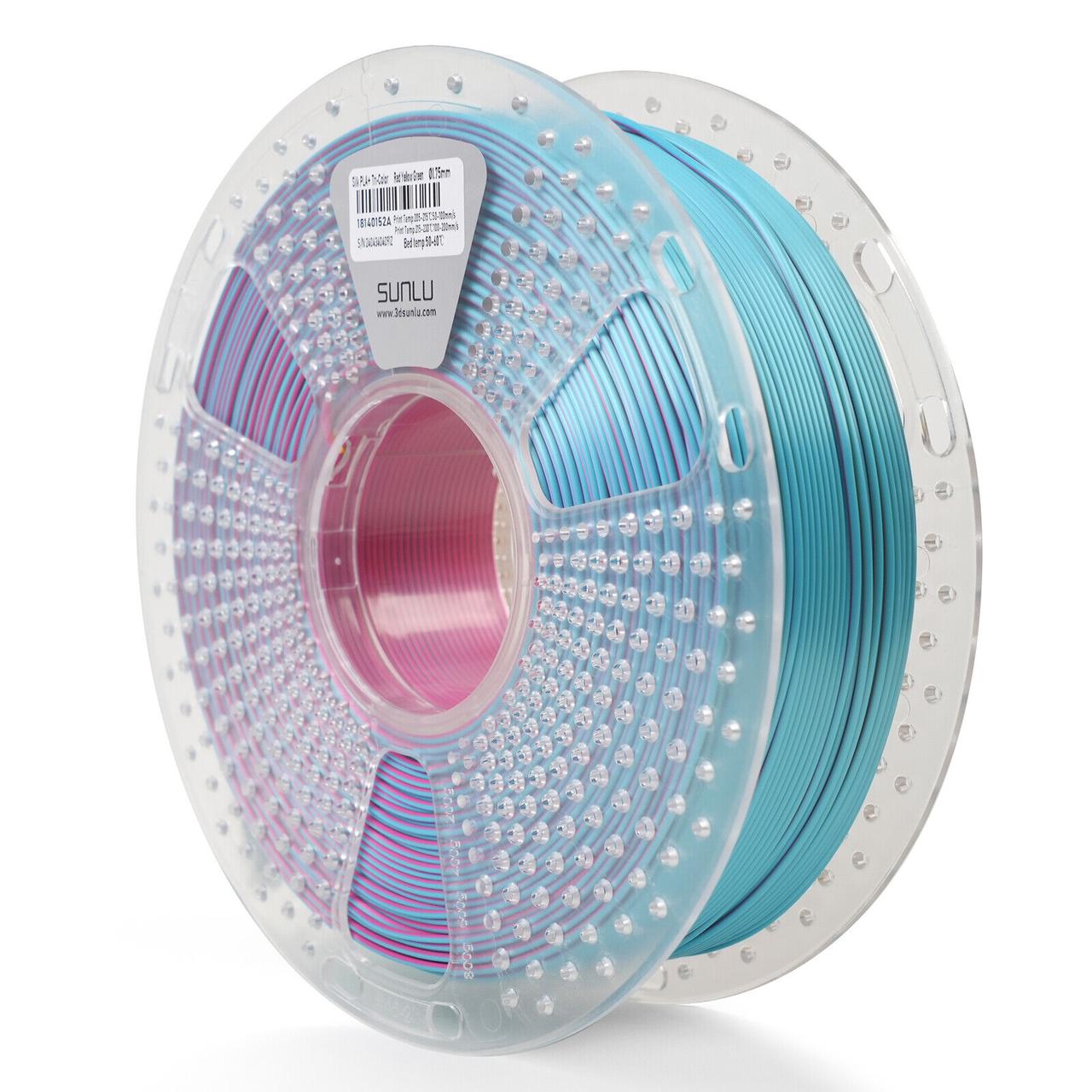 Пластик філамент SUNLU Silk PLA+ Tri-Color Red Yellow Green, Reusable Spool, 1kg