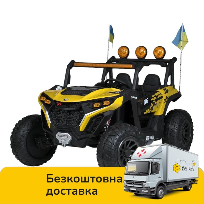 Електромобіль джип баггі дитячий (пульт 2,4G, 4 мотори 45W, 2аккум. 12V12AH, MP3) Bambi M 6019EBLR-6 Жовтий, фото 1