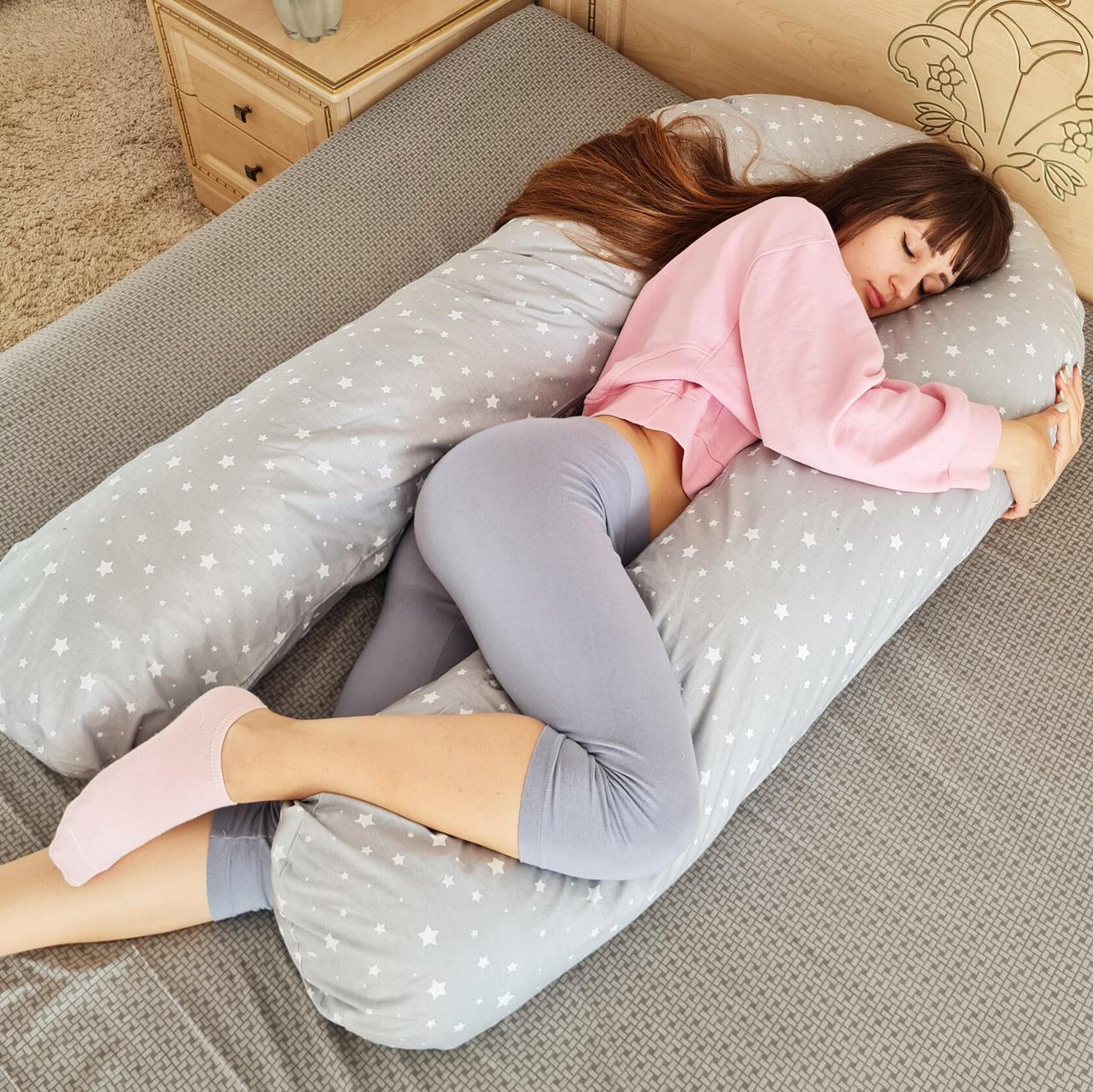 Подушка для вагітних U-подібна Зорі на сірому, фото 1