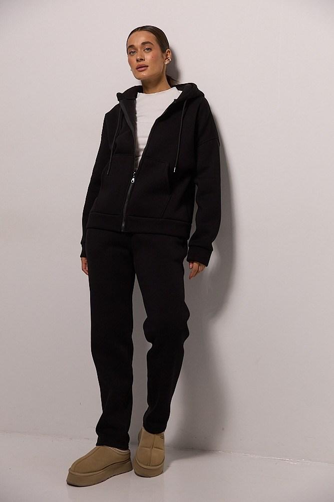 Спортивний жіночий костюм на флісі з прямими штанами, фото 1