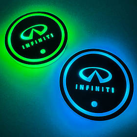 Светодиодная интелектуальная автомобильная подсветка подстаканника с логотипом Infinini (Інфініті)  RGB