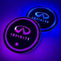 Светодиодная интелектуальная автомобильная подсветка подстаканника с логотипом Infinini (Інфініті)  RGB, фото 3